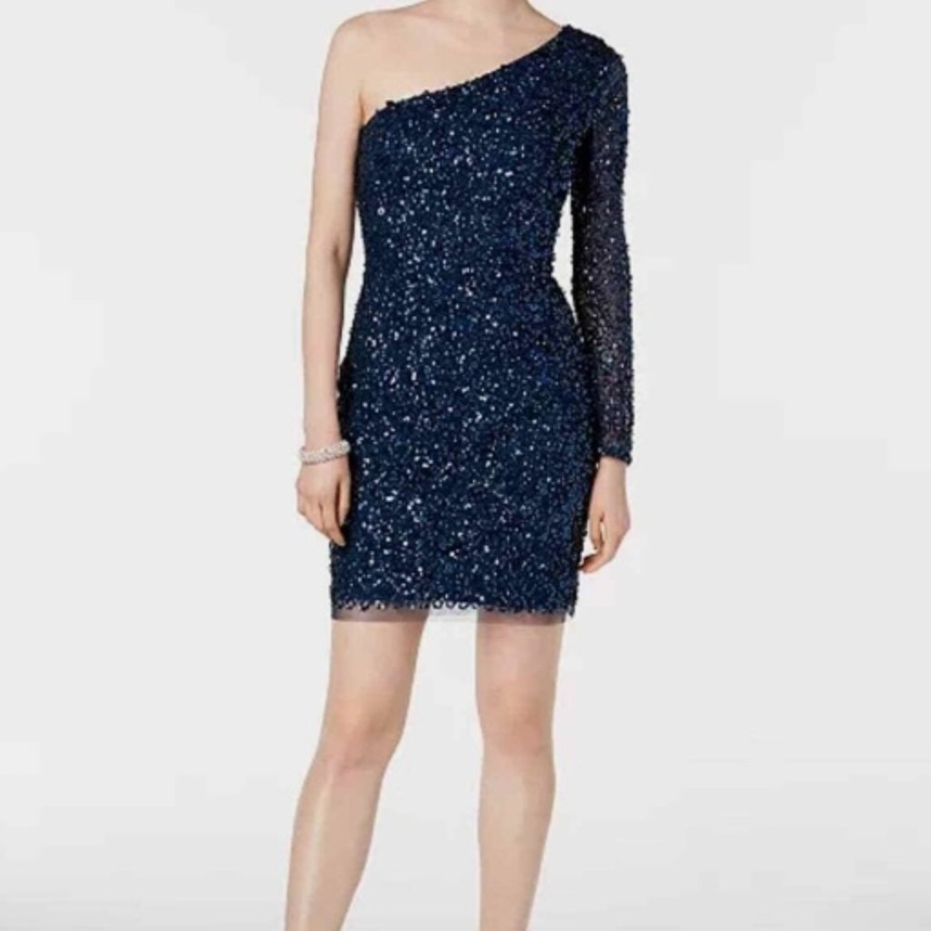 Adrianna Pappel Sequined One Shoulder Mini Dress